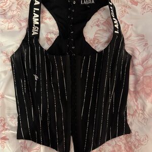I Am Gia Black and White Corset Top